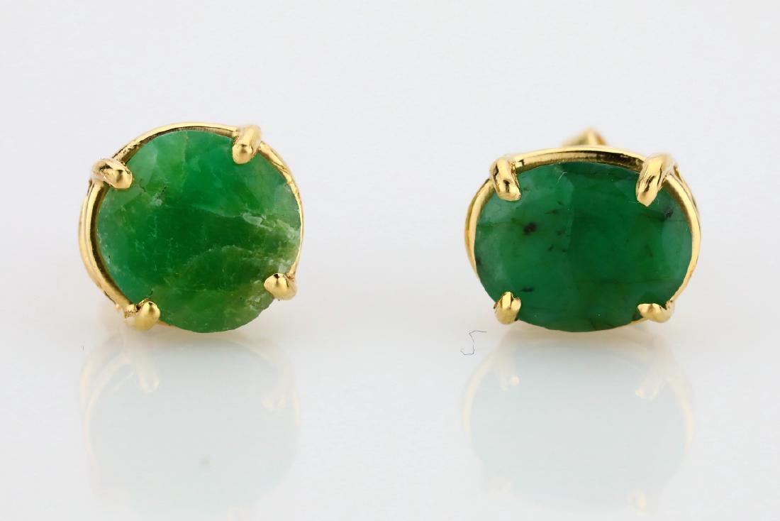 9mm Nephrite & 14K Yellow Gold Stud Earrings (1 of 3)