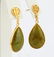 19.5mm Olive Green Jade & 14K Tear Drop Earrings - 2