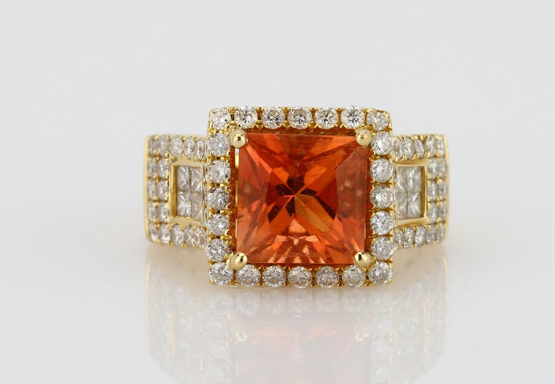 3ct Peachy Orange Spinel, 1.5ctw Diamond 14K Ring (1 of 5)