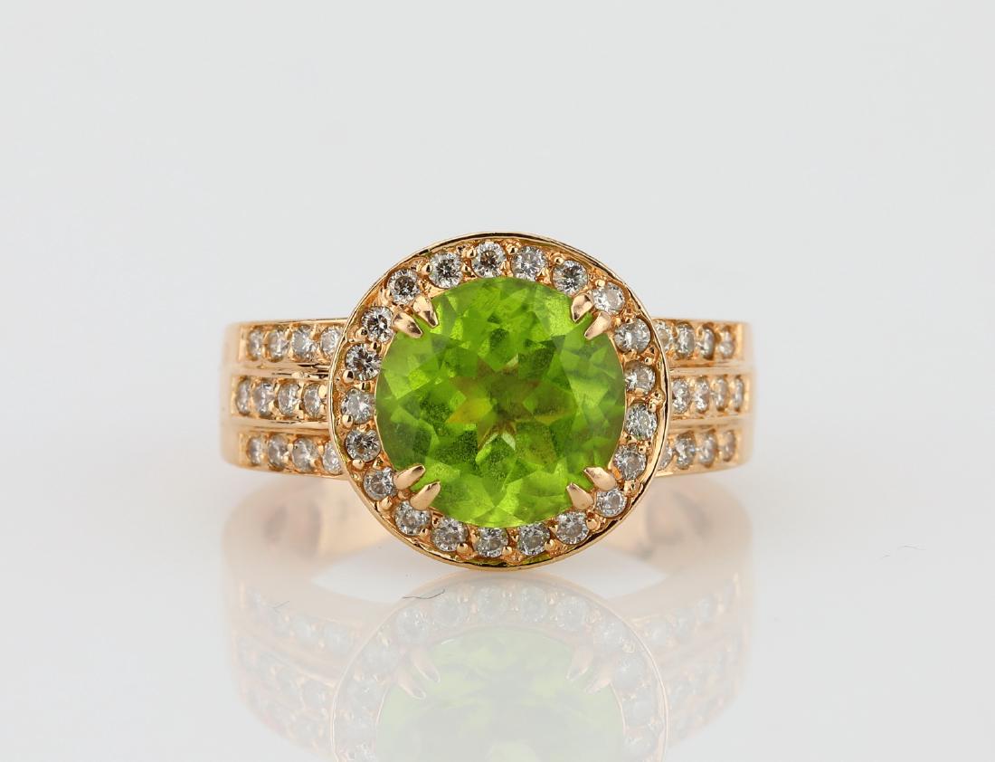 3ct Peridot & 14K Ring W/0.50ctw Diamond Accents (1 of 4)