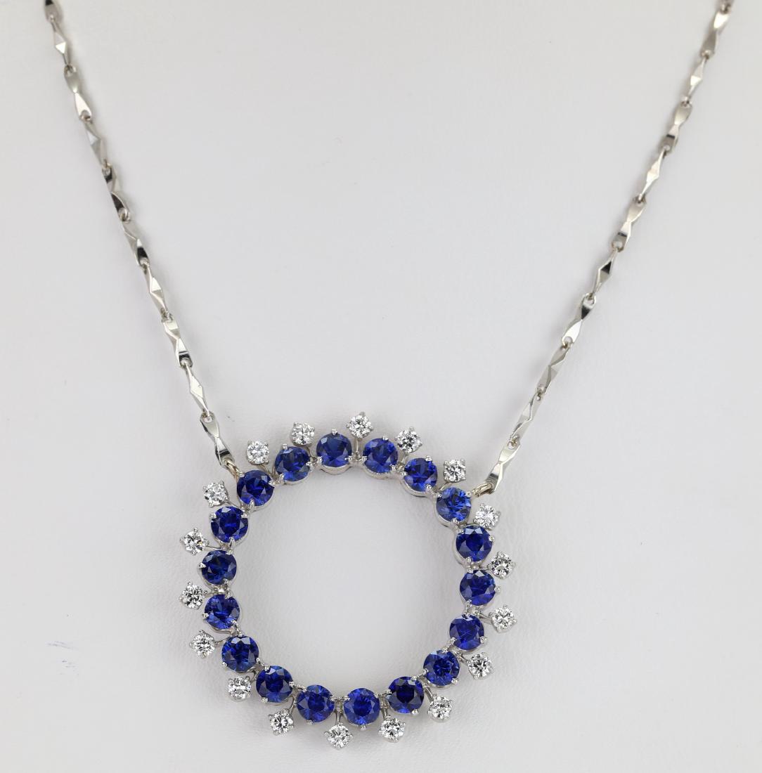 3.7ctw Blue Sapphire & Diamond Platinum Necklace (1 of 4)