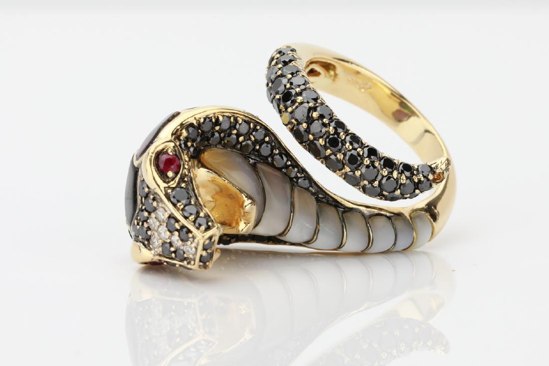 2ctw Black & White Diamond 14K Cobra Ring W/Rubies (1 of 7)