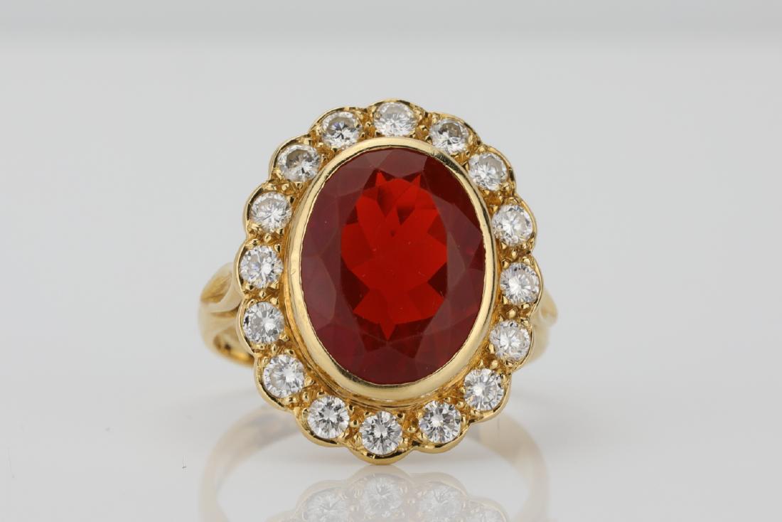 E.J. & Co. 5ct Fire Opal, Diamond & 18K Ring (1 of 5)