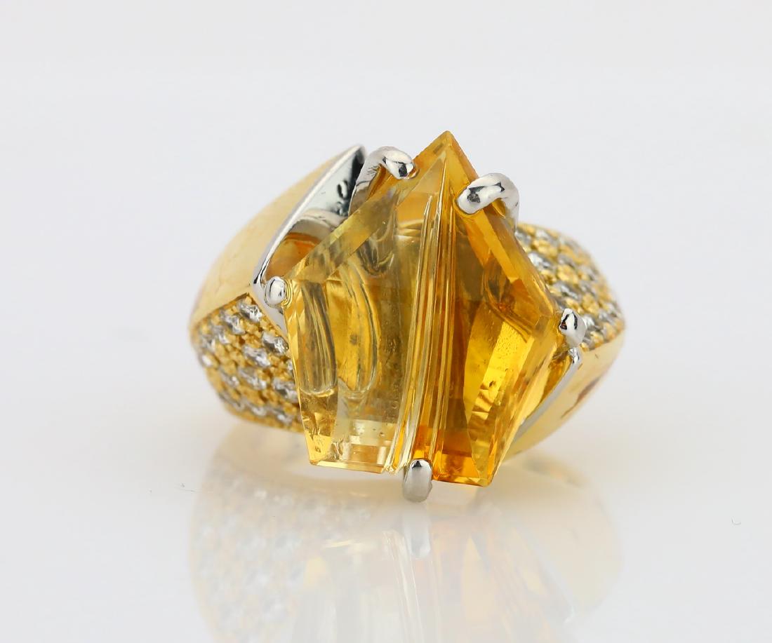 12.25ct Citrine, 1.08ctw Diamond 18K/Plat. Ring (1 of 6)