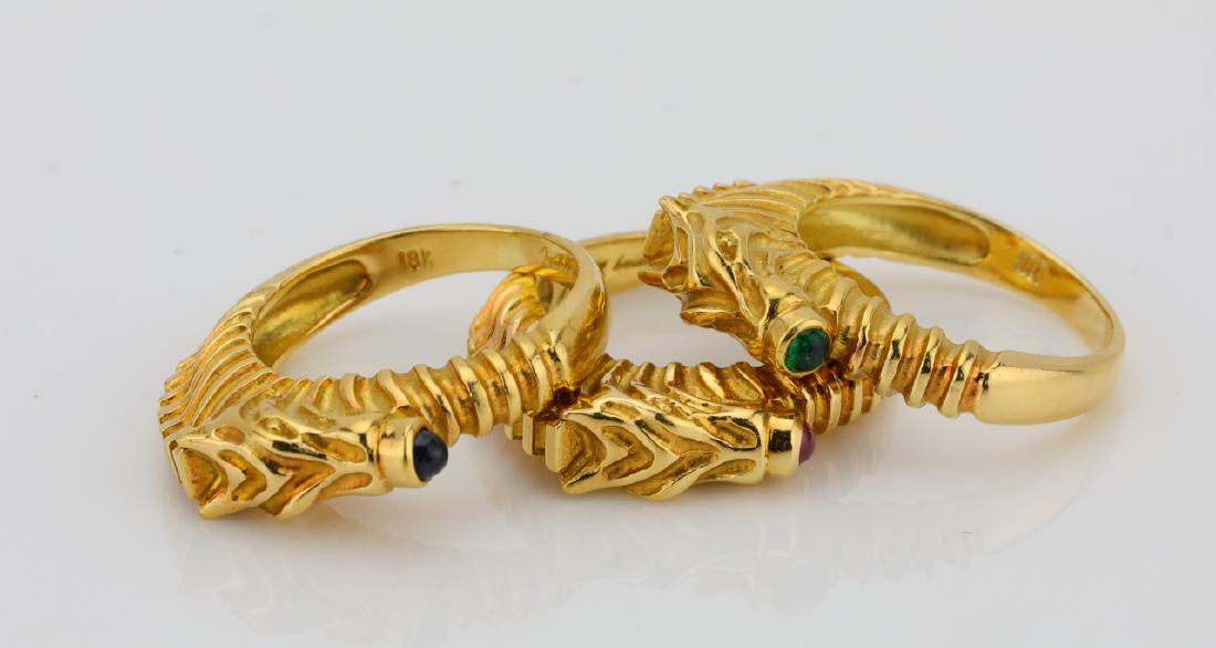 Judith Leiber (3) 18K Zebra Rings W/Gemstones (1 of 5)