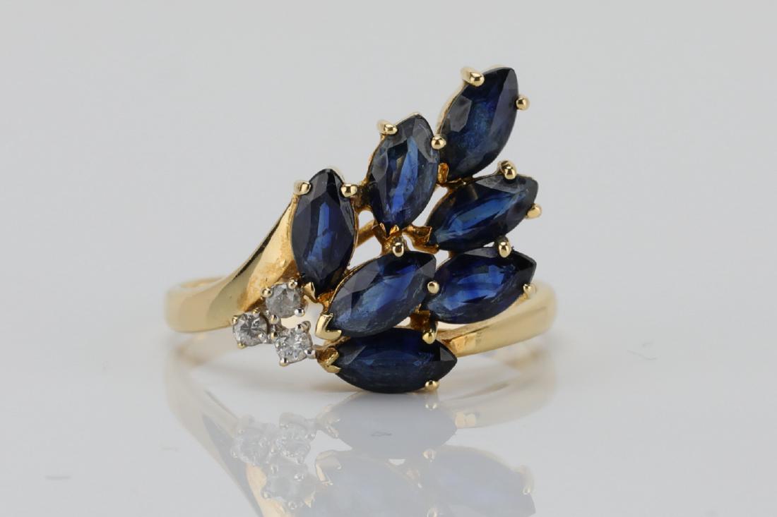 1.50ctw Blue Sapphire & 14K Ring W/Diamonds (1 of 4)