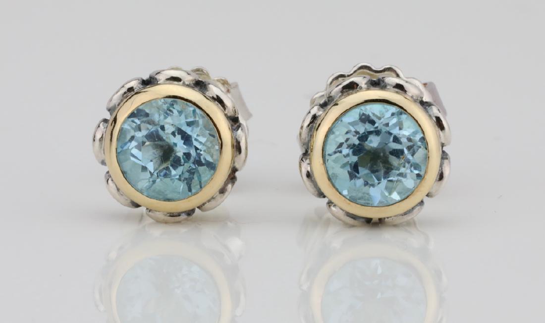 Judith Ripka Blue Topaz & Sterling/18K Earrings (1 of 4)