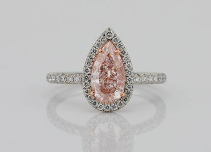 1.58ct GIA VS1 Very Light Pink Diamond Plat. Ring: 1.58ct GIA Certified VS1 Natural Very Light Pink Pear-Cut Diamond, 0.55ctw VS1-VS2/G-H Diamond & Solid Platinum/18K Rose Gold Ring W/$325,000 Appraisal - This magnificent ring was finely crafted of so