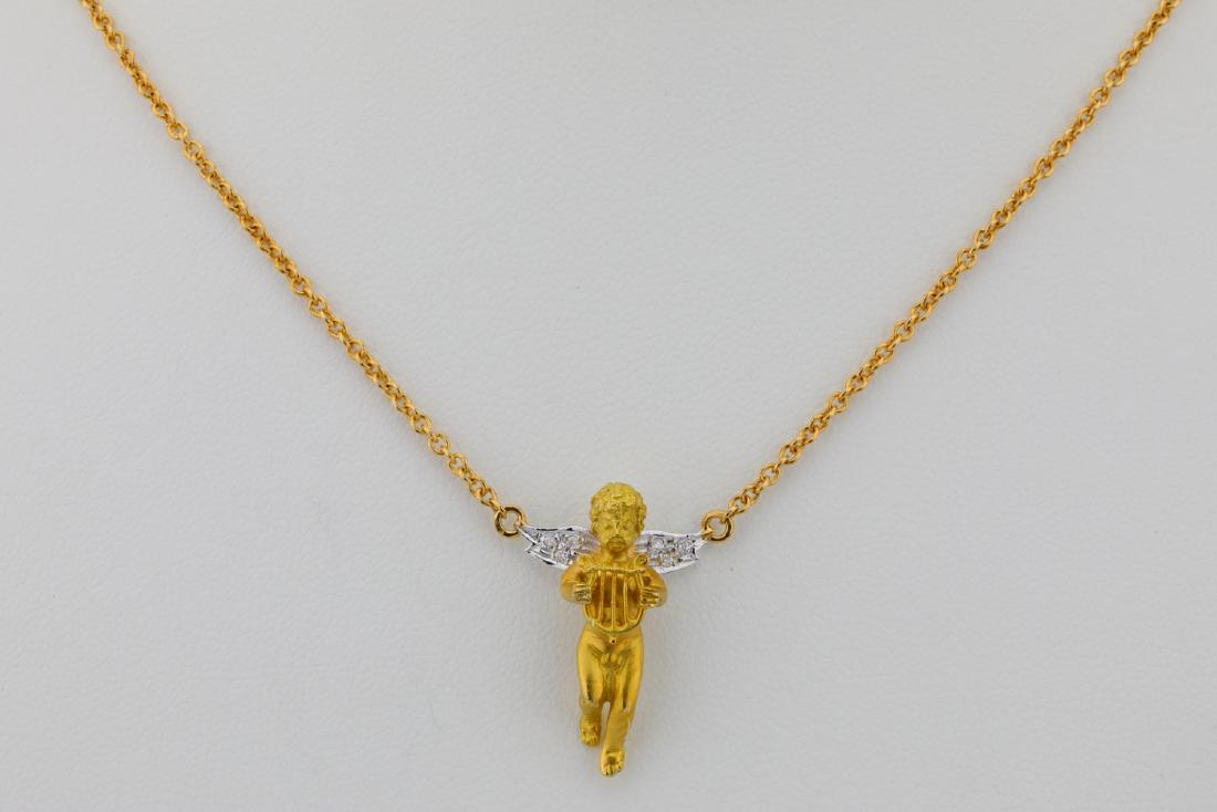 Arezzo 18K 16" Cherub Necklace W/Diamond Accents (1 of 5)