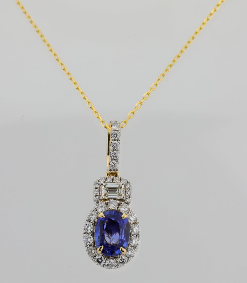 1.35ct Blue Sapphire, 0.75ctw Diamond 14K Necklace (1 of 4)