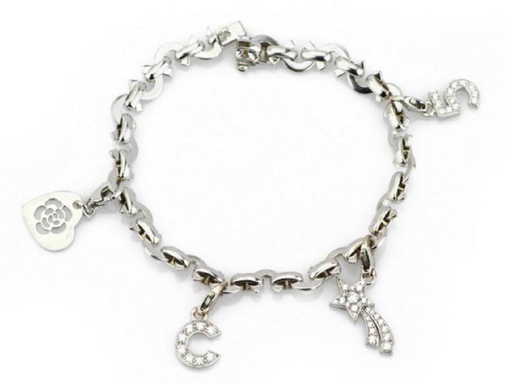 Chanel Cc Ferme Diamond 18k 4 Charm Bracelet