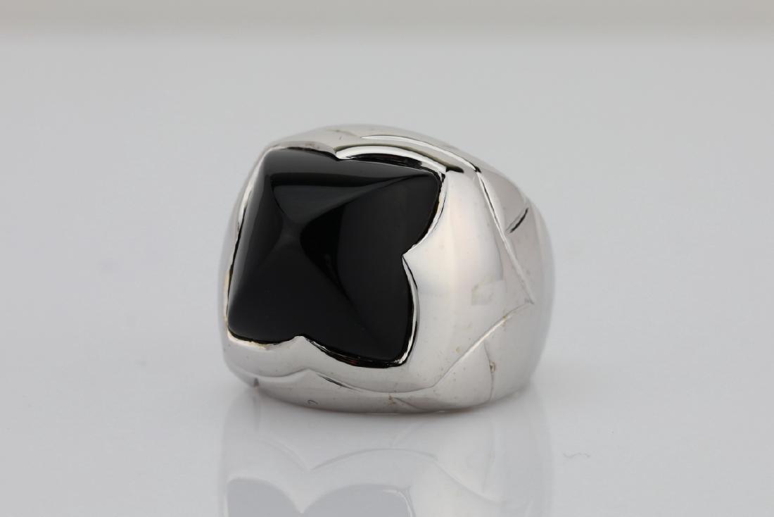 Bvlgari Solid 18K White Gold & Onyx Pyramid Ring (1 of 6)