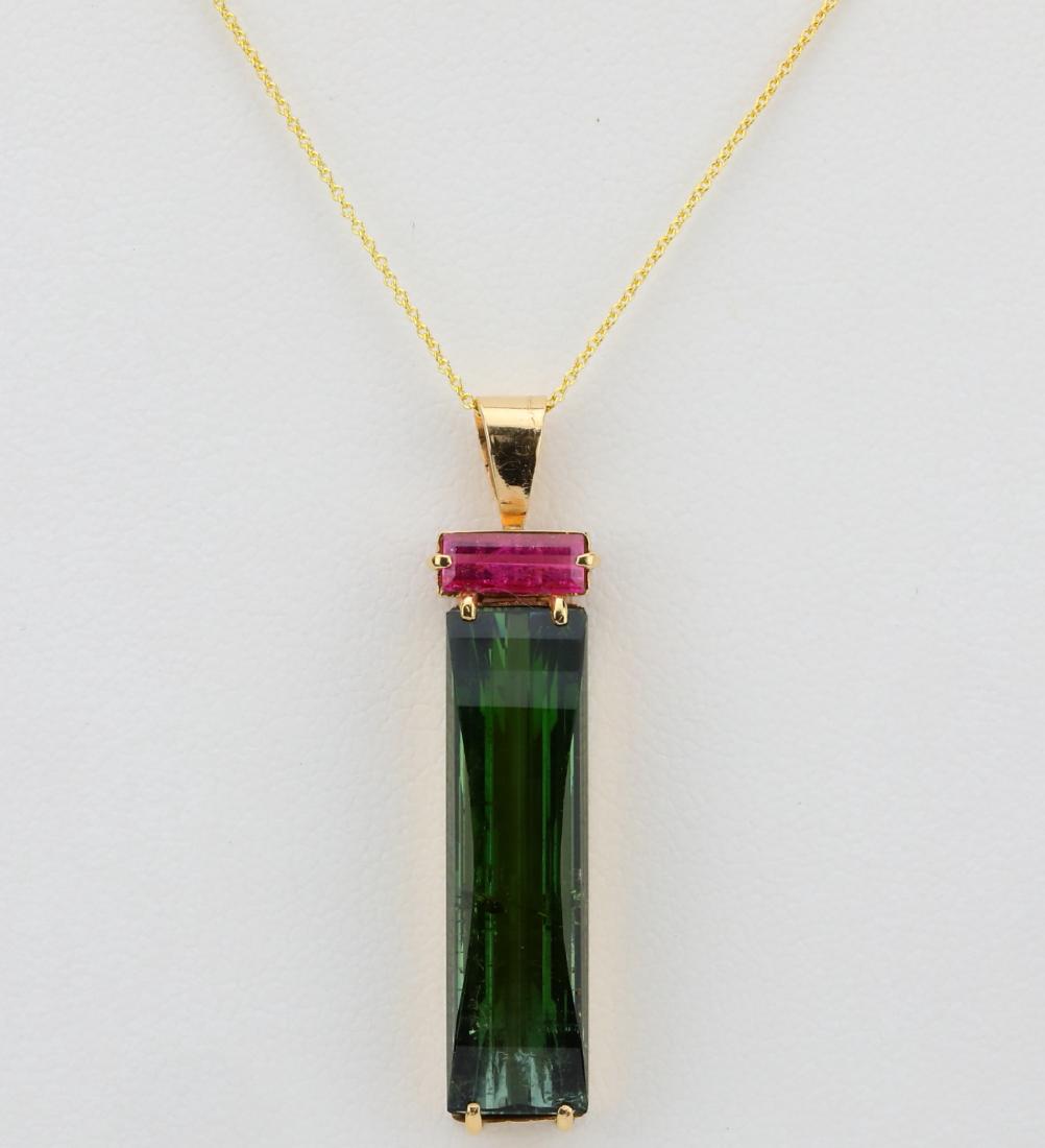 10.75ctw Green & Pink Tourmaline 14K 20" Necklace (1 of 5)