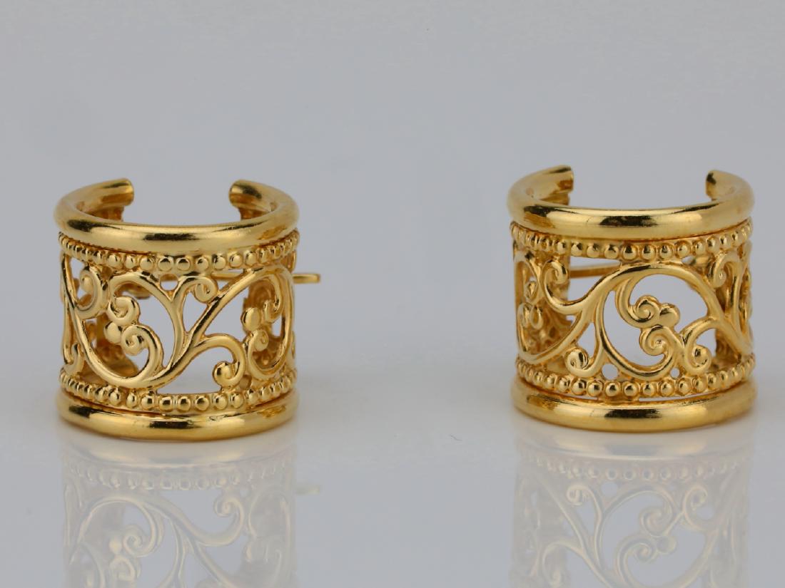 14K Yellow Gold 13mm Wide Huggie Hoop Earrings (1 of 4)
