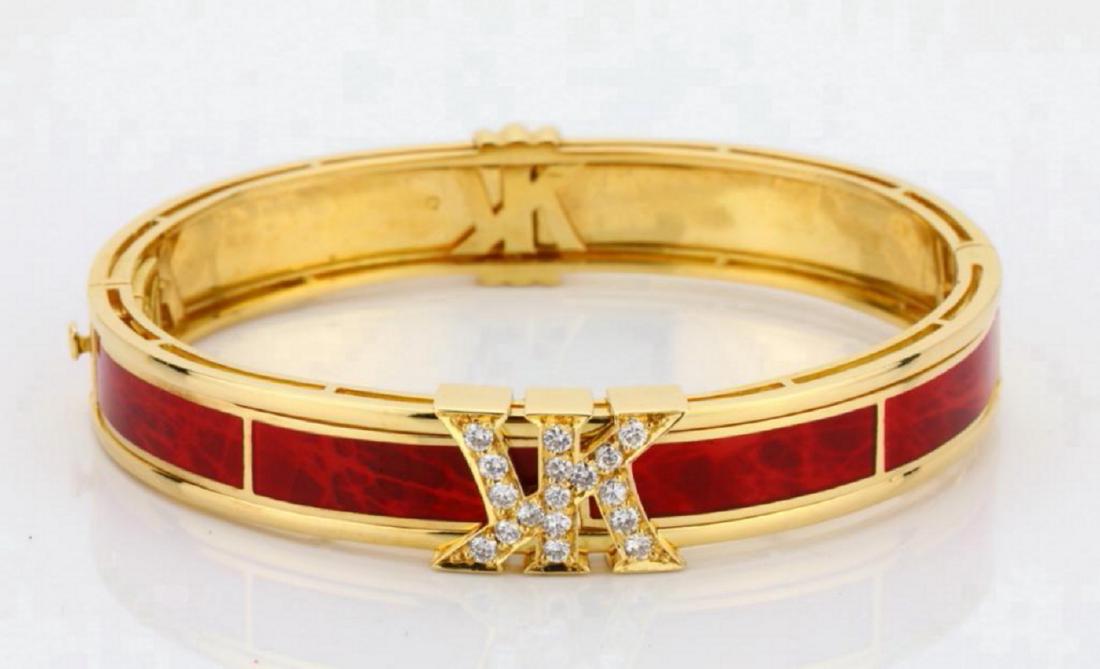Korloff 0.65ctw Diamond & 18K Bangle Bracelet W/Lacquer (1 of 5)