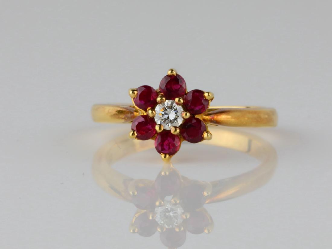 Tiffany & Co. 0.30ctw Ruby & 18K Ring W/VS Diamond (1 of 5)