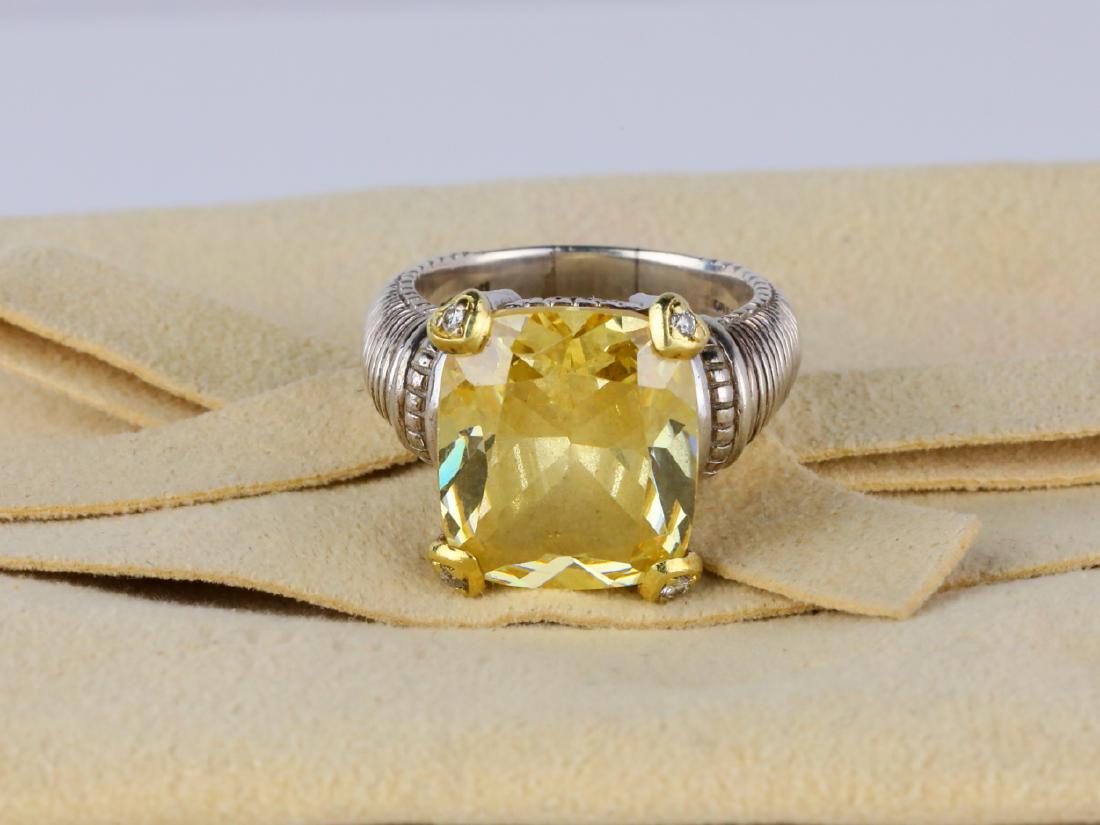 Judith Ripka Citrine, 18K/Sterling Ring W/Diamonds (1 of 5)