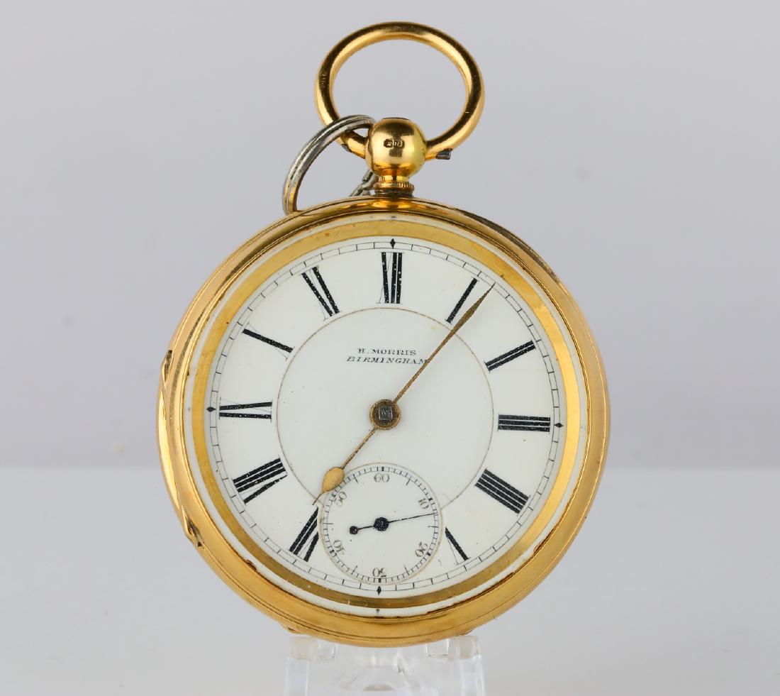 H. Morris Birmingham 18K Pocket Watch W/Key WORKING
