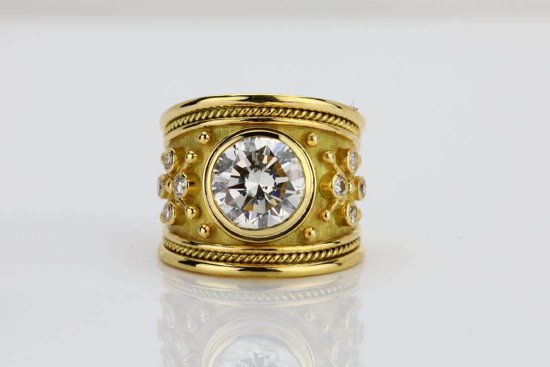 Elizabeth Gage 4.05ct Diamond 18K Yellow Gold Ring