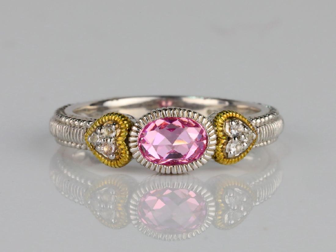 Judith Ripka Pink Topaz & Sterling Silver/18K Ring (1 of 4)