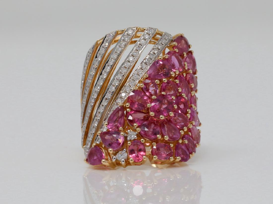 8.37ctw Padparadscha Sapphire, Diamond & 14K Ring (1 of 4)