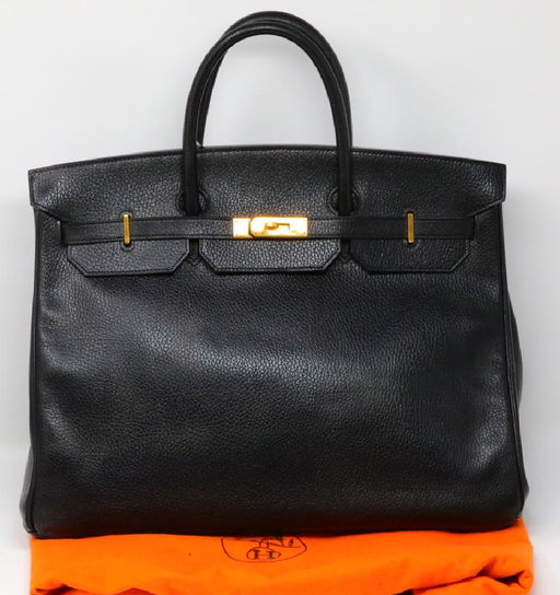 Hermes 40cm Noir Black Togo Leather Birkin Bag