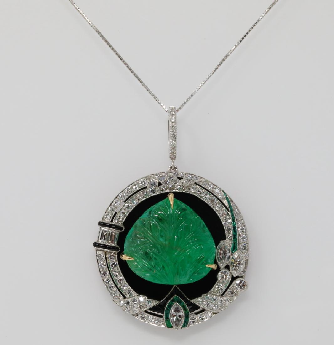 20.00ct Emerald, Diamond & Platinum/18K Pendant (1 of 5)