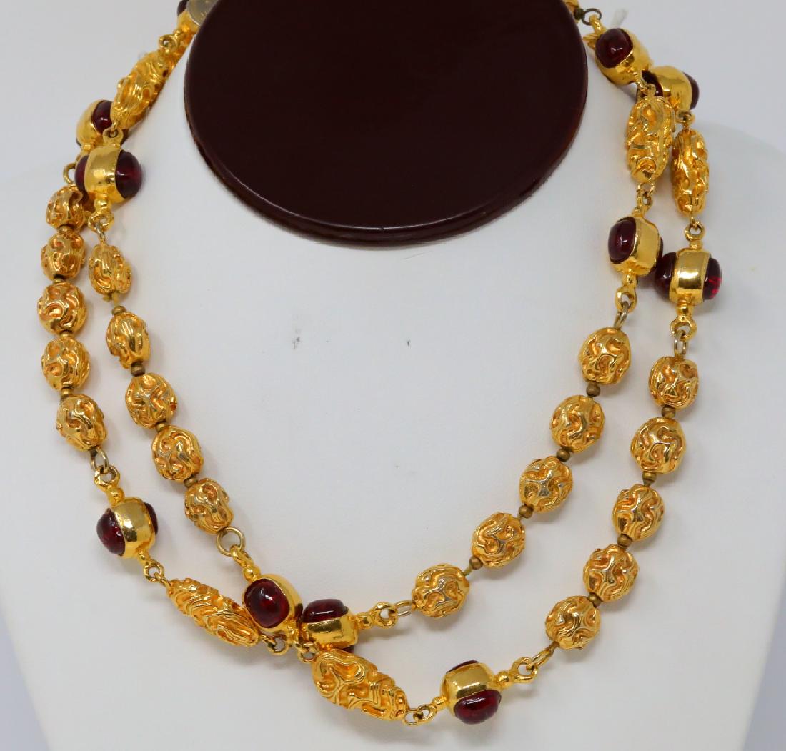 Chanel Red Gripoix Glass & Gold Tone 36" Necklace (1 of 5)