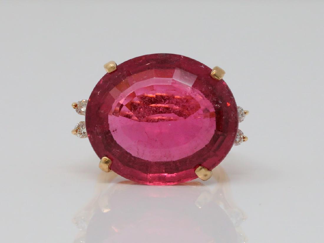 25ct Pink Tourmaline, 0.30ctw Diamond & 14K Ring (1 of 6)