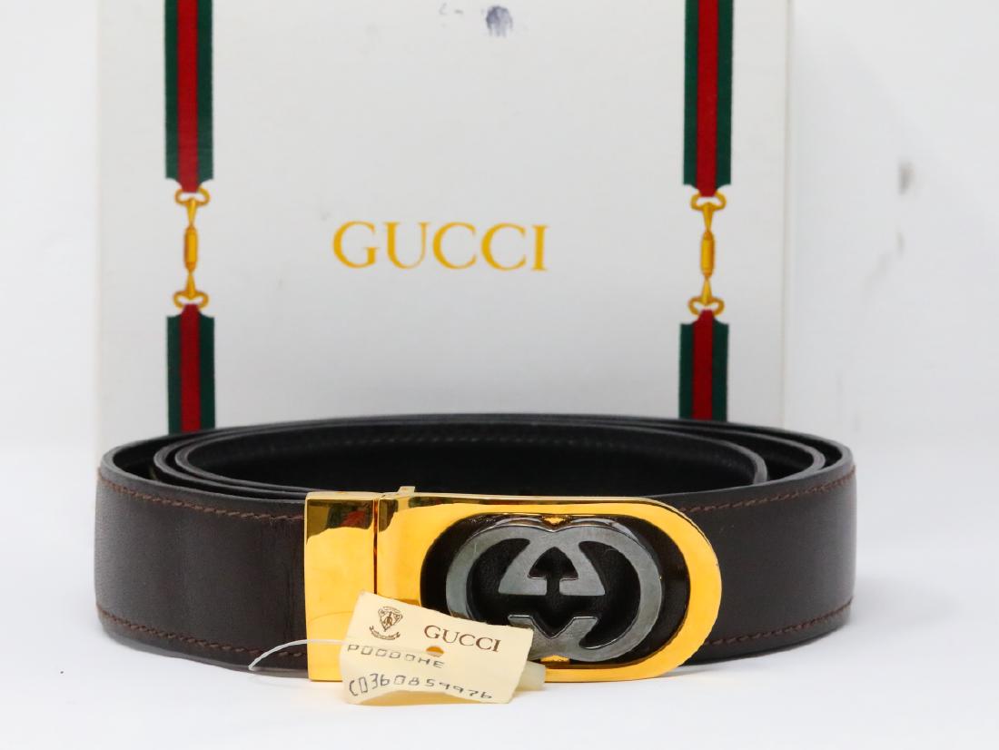 Gucci 1980s GG Logo Reversible Leather Belt (1 of 3)