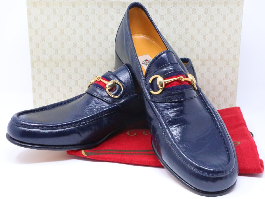 Gucci 1980s Navy Leather Men's Horsebit Loafers (1 of 6)
