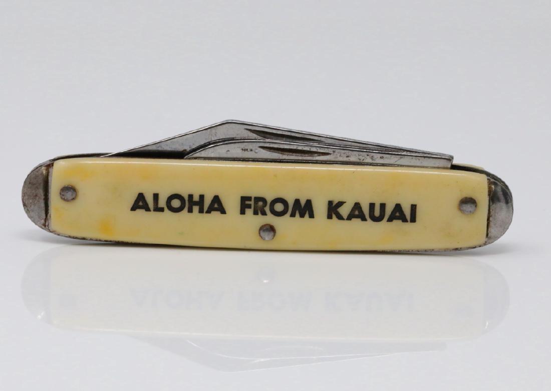 Elvis Presley's "Aloha From Kauai" Pocket Knife: Elvis Presley's "Aloha From Kauai" Pocket Knife Given to Bodyguard Dave Hebler W/LOA - This pocket knife once belonged to Elvis Presley. The knife has a plastic handle and two blades, one of which is
