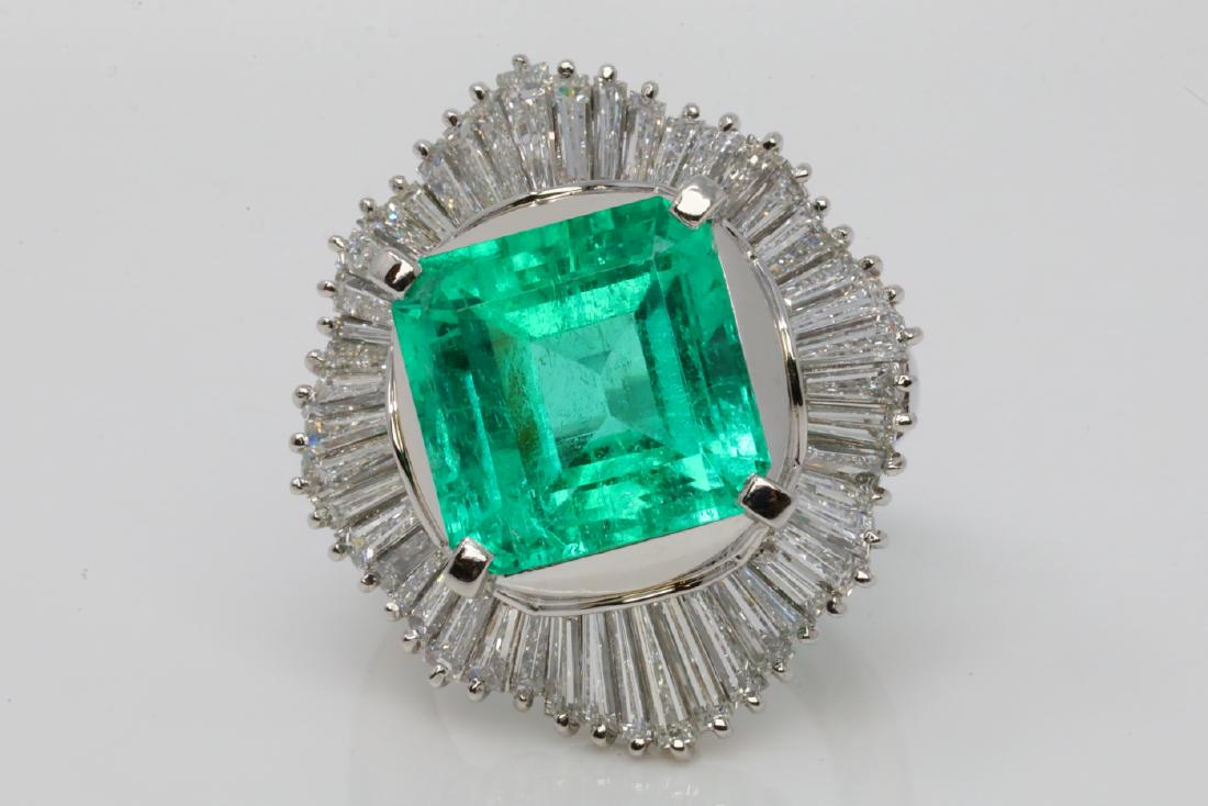 7.5ct Colombian Emerald, 2.5ctw Diamond Platinum Ring (1 of 8)