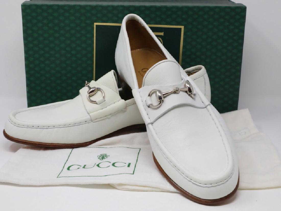gucci horsebit loafers white