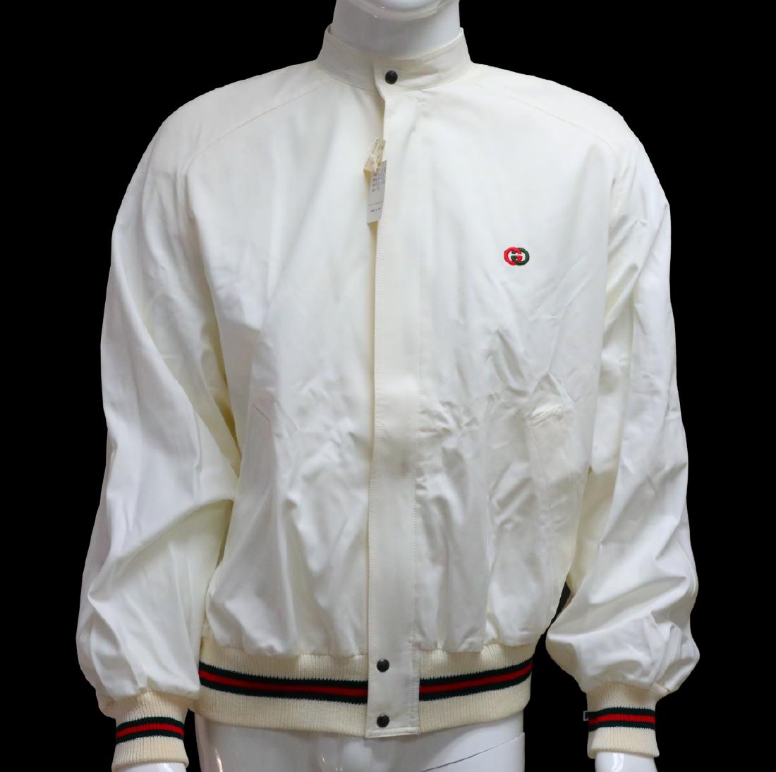 Gucci Vintage 1980s Men's Casual Jacket New W/Tag: Gucci Vintage 1980s Men's Casual Jacket W/GG Logo & Web Stripe Details New W/Tags - This vintage men's jacket by Gucci is not only fashionable outerwear, but a highly sought after collector's item fro