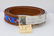 Gucci 1980s Tan Leather & Blue Canvas Belt