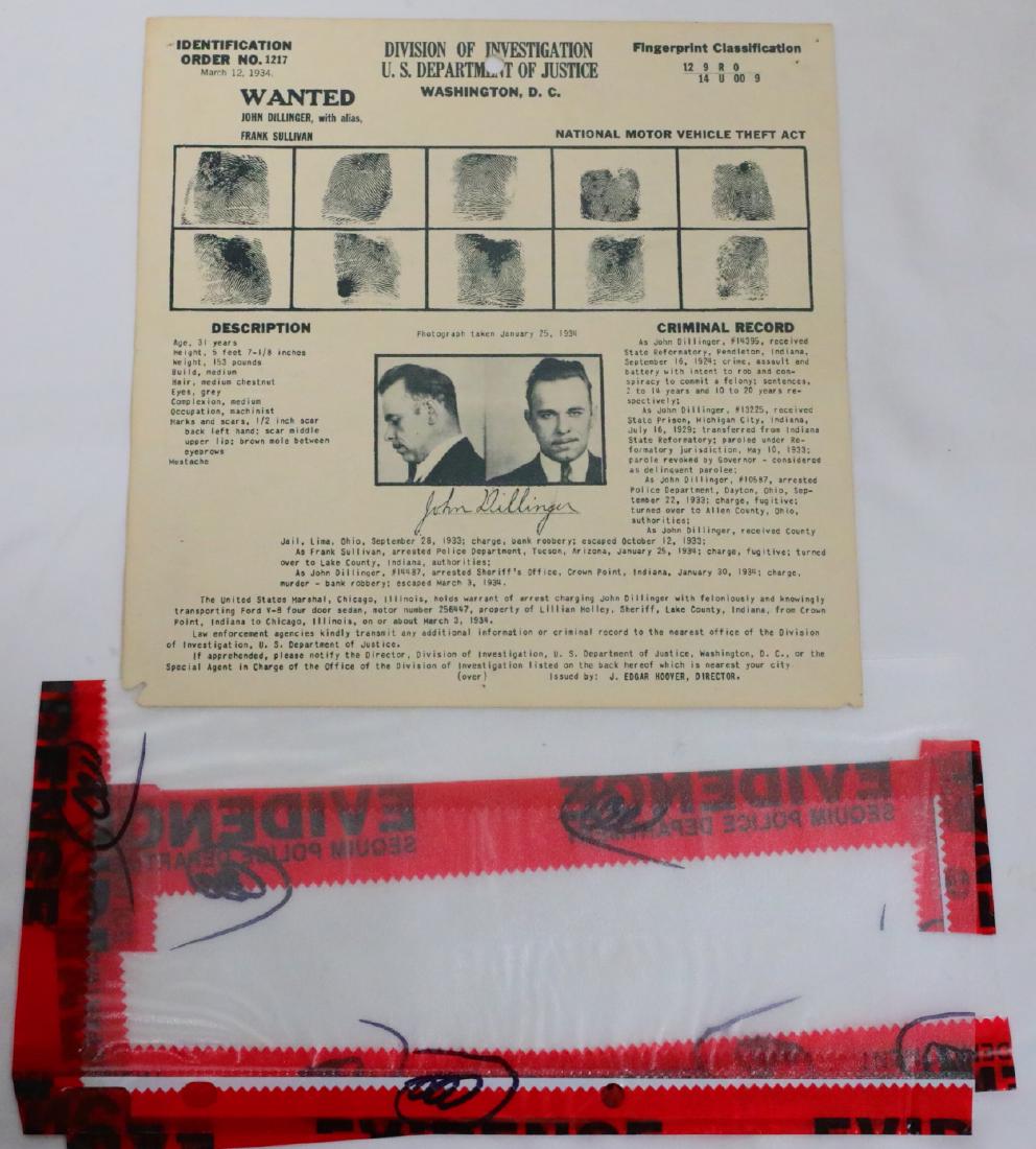 John Dillinger Wanted Poster W/Evidence Bag & LOA (1 of 3)