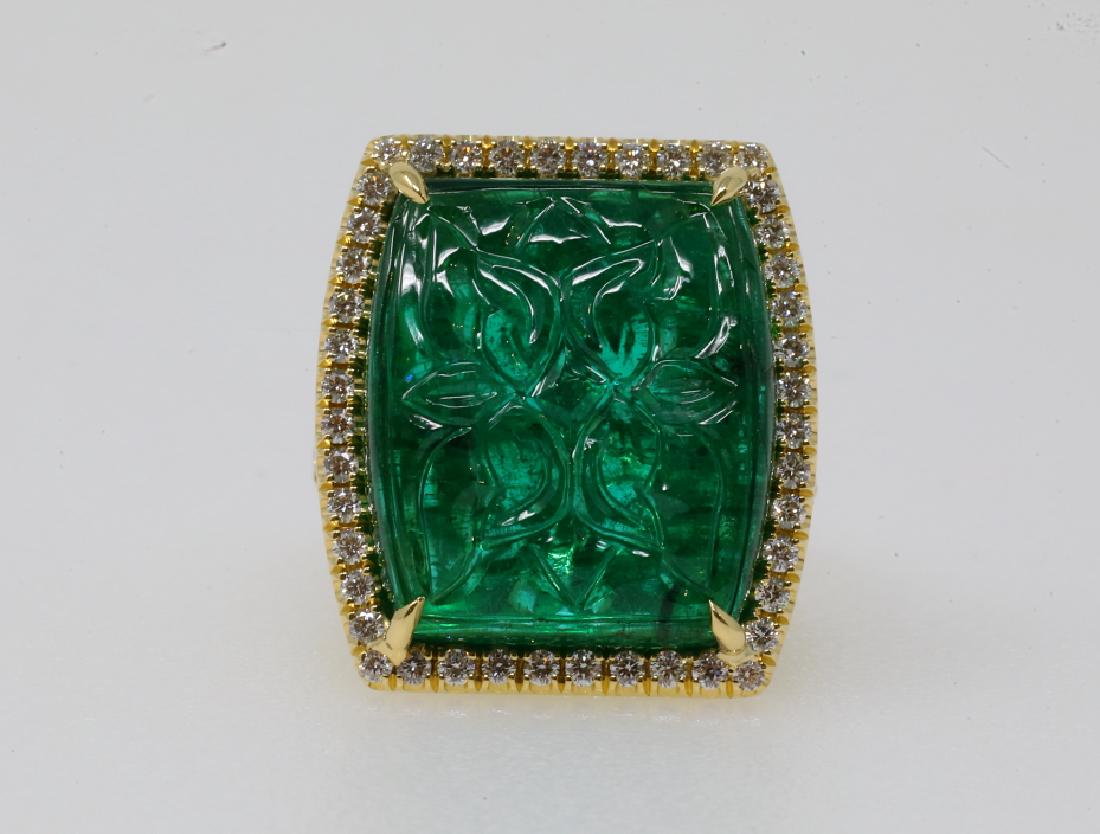 14.25ct Emerald, 0.75ctw Diamond & 18K Ring (1 of 5)
