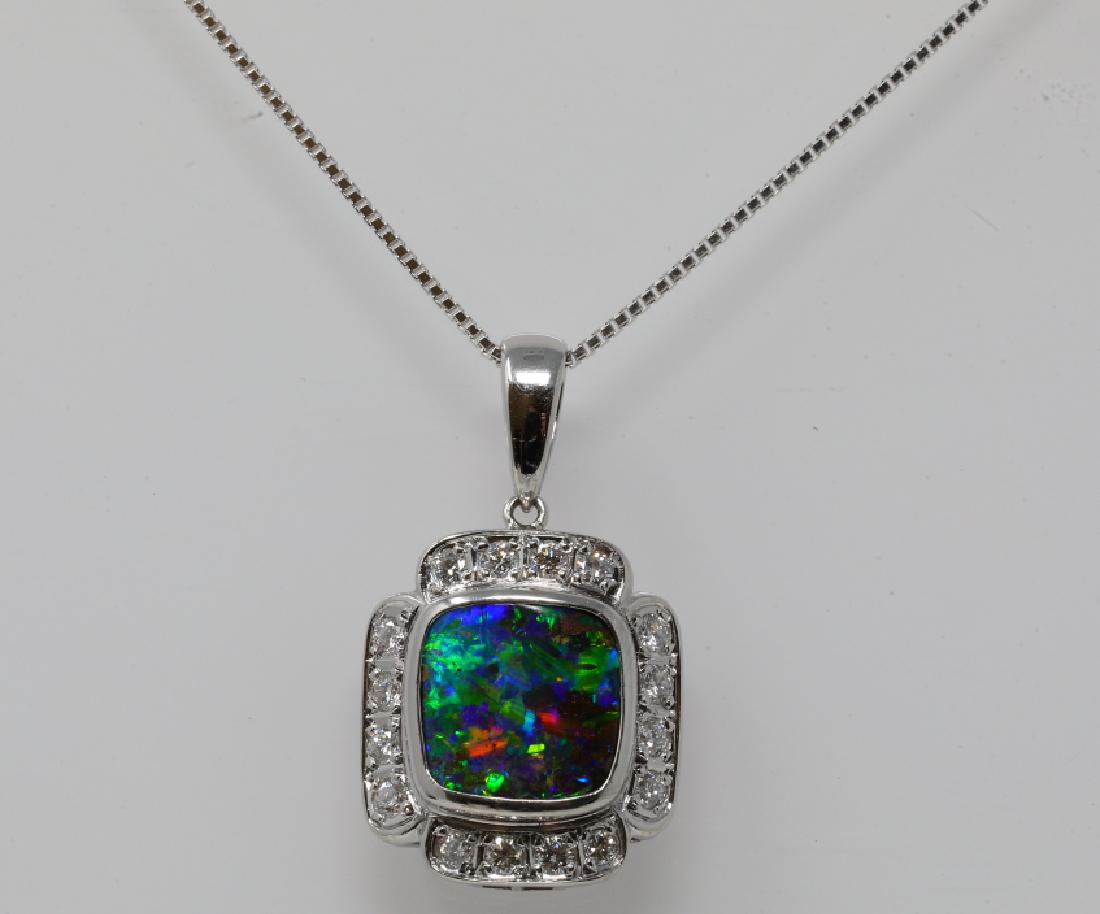 2.30ct Black Opal Plat Pendant W/18K Chain (1 of 5)