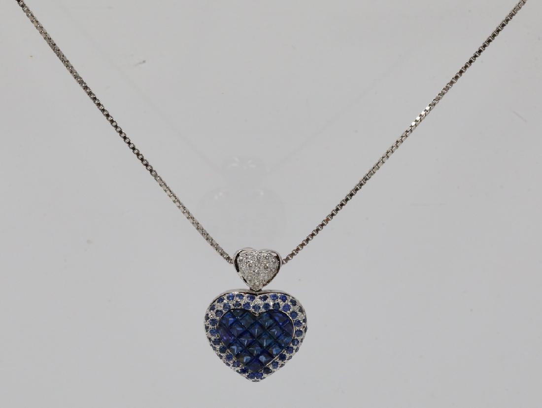 3.65ctw Blue Sapphire 18K 15" Necklace W/Diamonds (1 of 4)