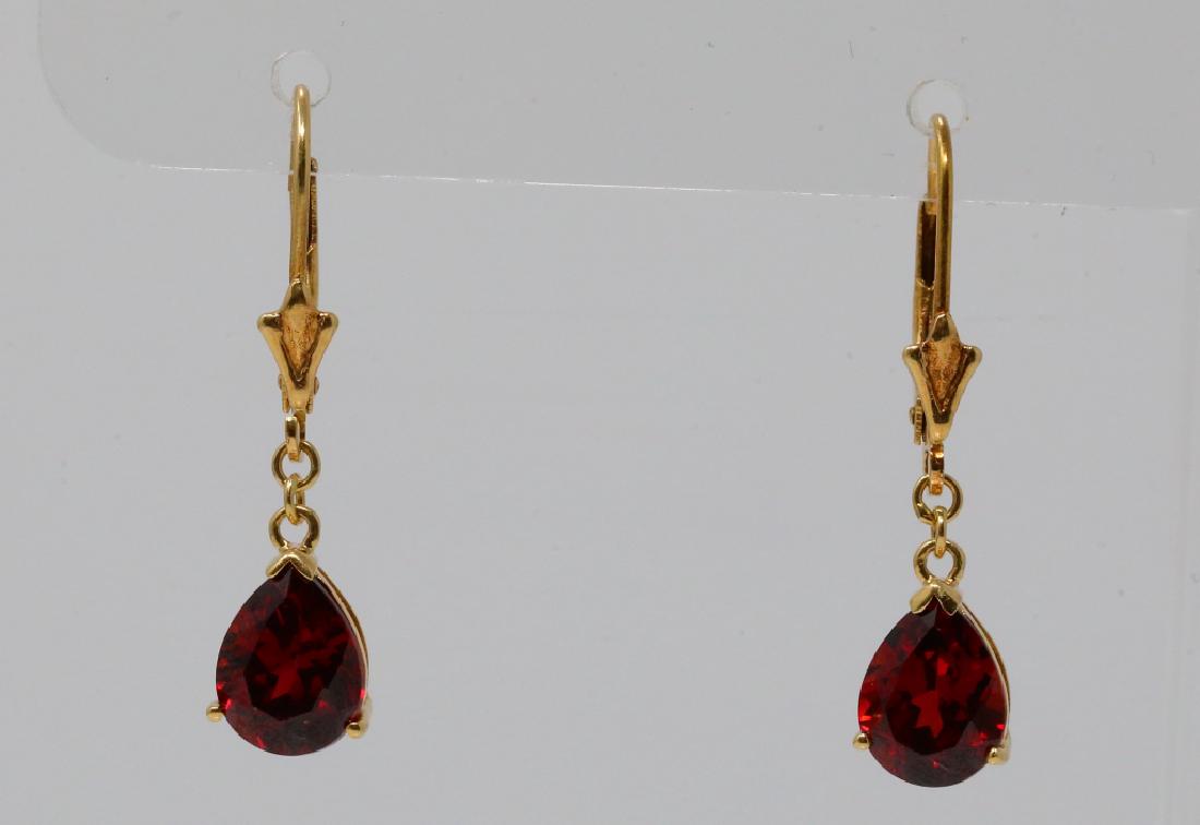 2.50ctw Red Gemstone 14K 1.25" Vintage Earrings (1 of 3)