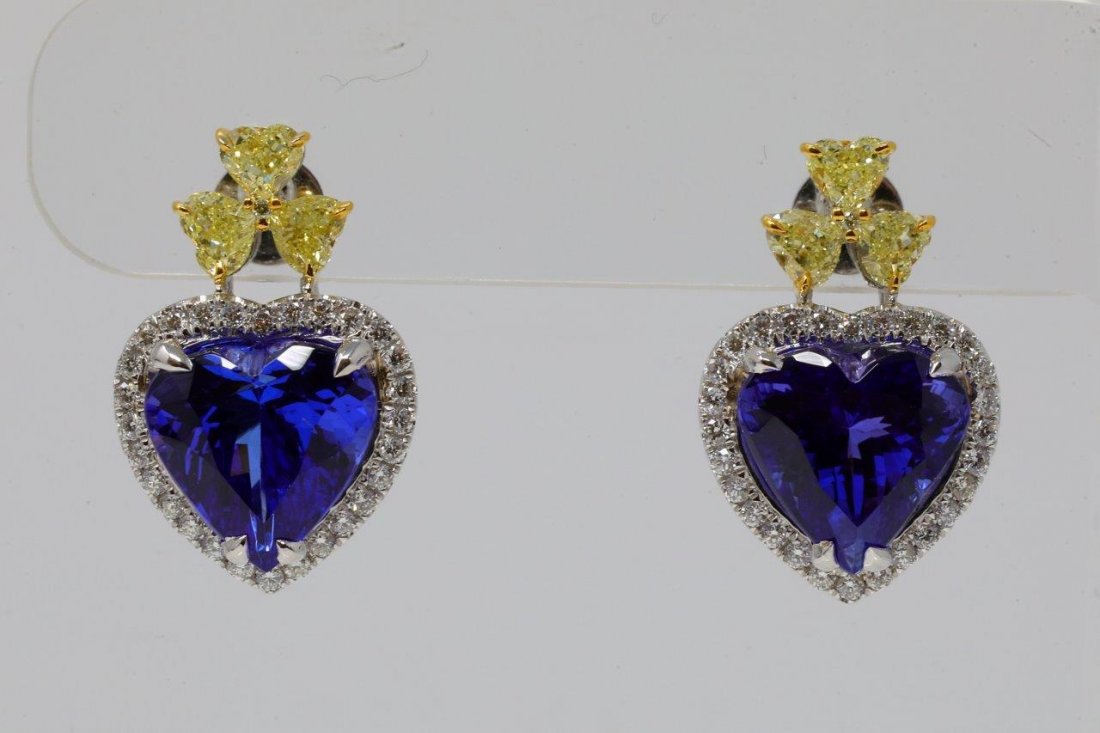 14.00ctw Tanzanite, 2.55ctw Diamond 18K Earrings (1 of 8)