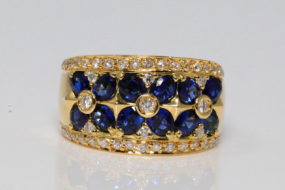 2.45ctw Blue Sapphire & 18K 12.5mm Wide Ring (1 of 4)