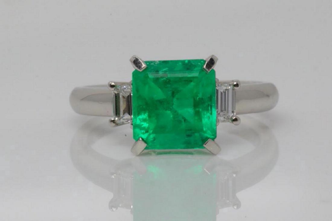 2.40ct Emerald,Diamond & Platinum Ring (1 of 4)