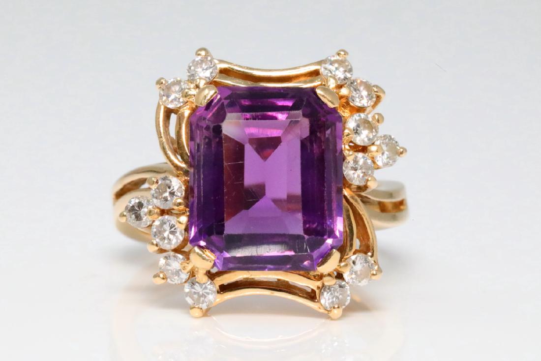 5.00ct Amethyst, 0.50ctw Diamond & 14K Ring (1 of 4)