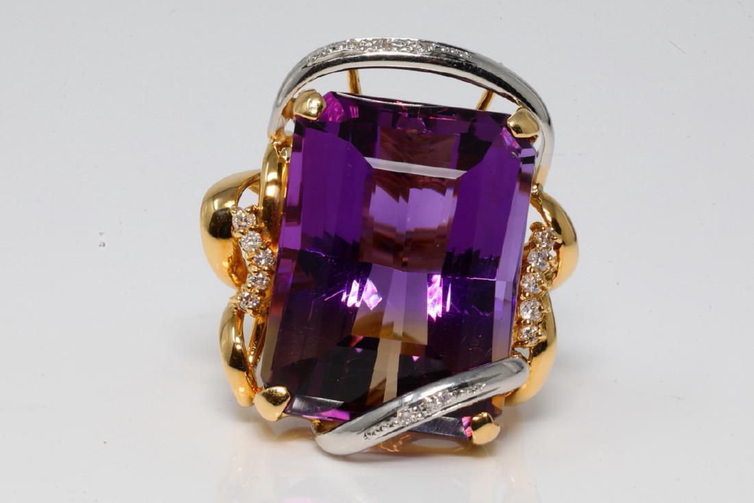 35.80ct Ametrine & 18K/Platinum Ring W/Diamonds (1 of 9)