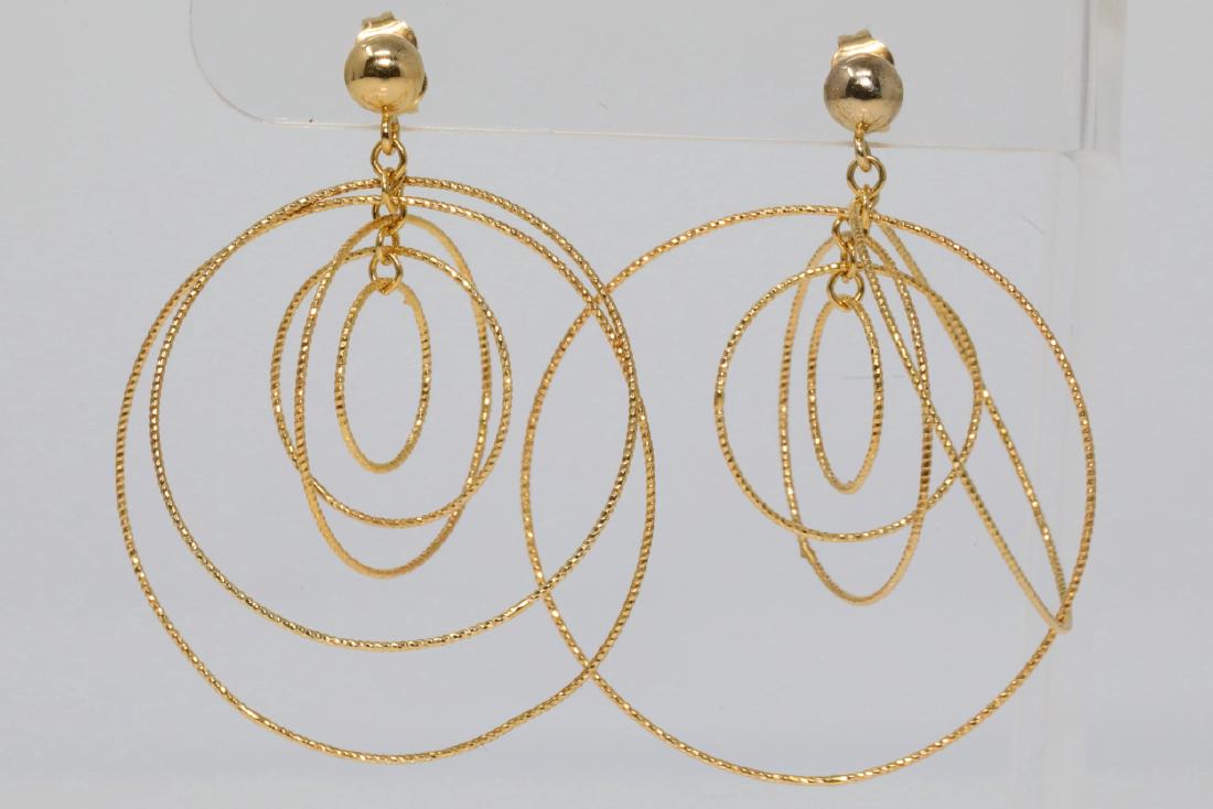 Solid 14K Yellow Gold 2" Drop Earrings (1 of 4)