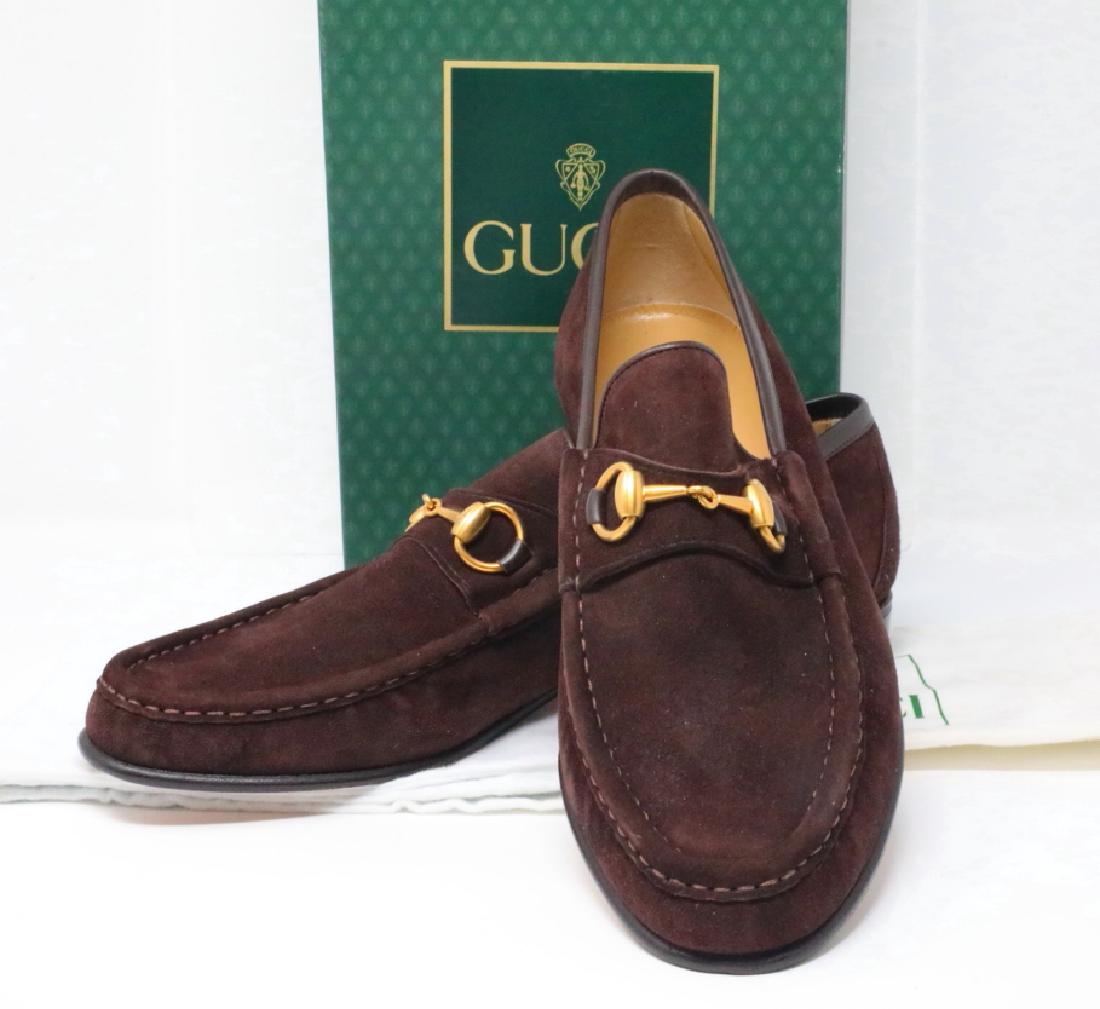 brown suede gucci loafers