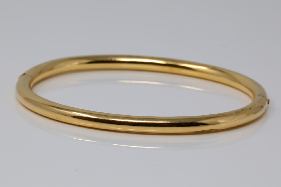 Solid 18K Yellow Gold 4mm Wide Bangle Bracelet (1 of 3)