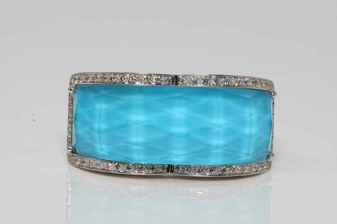 Stephen Webster Crystal Haze 18K Ring W/Diamonds: Stephen Webster Crystal Haze Diamond Accented Solid 18K White Gold, Turquoise & Quartz Ring W/Box (Comes W/$11,500 Appraisal) - This sunning ring was made by world renowned British jeweler Stephen Web